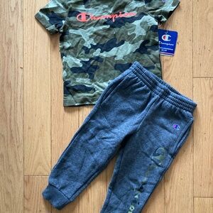 Champion Kids Camo Tee and Gray Joggers size 4T